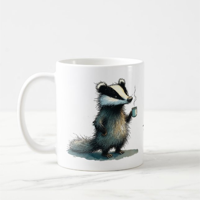 Do. Not. Touch. Whimsical Badger Kaffemugg (Vänster)