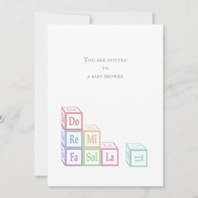 "Do Re Mi Fa So La Ti" Stackade Musical Baby Block Inbjudningar (Framsida)
