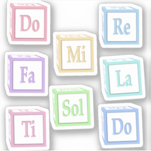 Do Re Mi Fa Sol La Ti Solfege Musical.Baby Blocks Klistermärken
