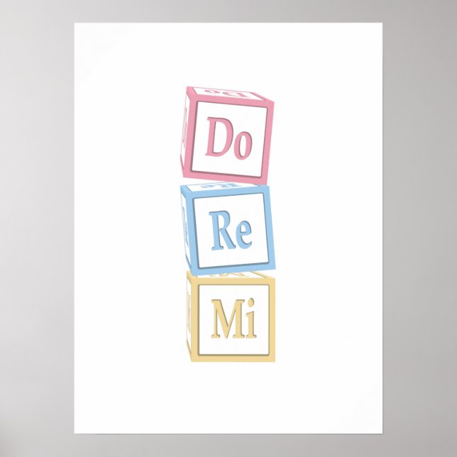 "Do Re Mi" Solfeggio Baby Blocks Kids Music Poster (Framsidan)
