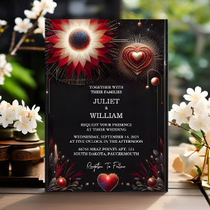 Do Ruby Thick Claret White Heart Red Black Bröllop Inbjudningar