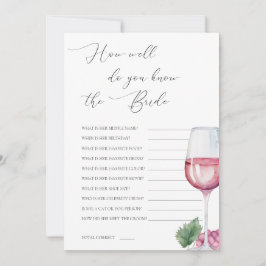 Do You Know The Bride Vino before Vows Bridal Game Inbjudningar