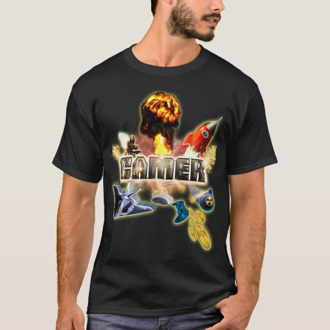 Dobbelskjorta: Videospeltema (Gamer på arbete) T Shirt (Framsida)