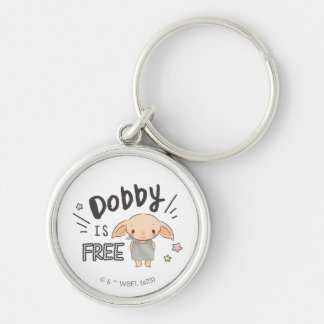 Dobby är ledig rund silverfärgad nyckelring