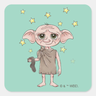 Dobby Watercolor Karaktärsillustration Fyrkantigt Klistermärke