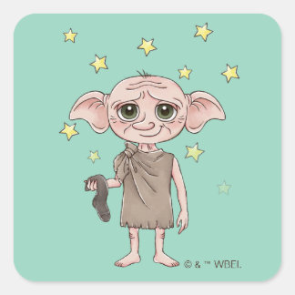 Dobby Watercolor Karaktärsillustration Fyrkantigt Klistermärke