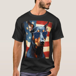Doberman 4:e juli amerikanska flagga t shirt