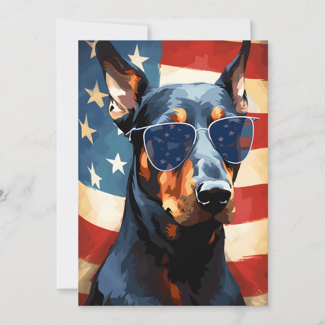 Doberman 4 juli Independence day Julkort (Framsida)
