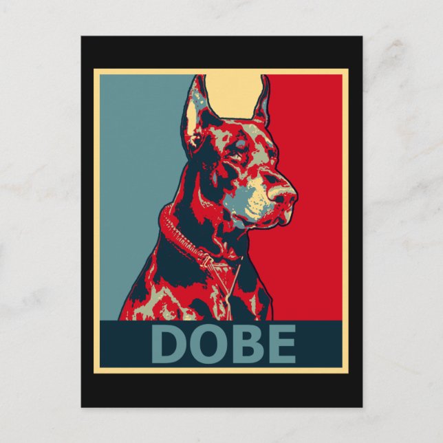 Doberman Aestthetic Hund Porträtt Dobe Hope stil Vykort (Framsida)