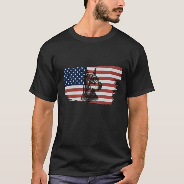 Doberman American T-Shir T Shirt (Framsida)