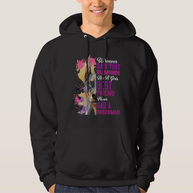 Doberman är en Rolig hund flickvän. Hoodie (Framsida)