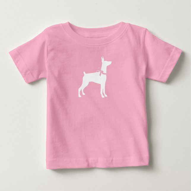 Doberman Baby Shower Hund T Shirt (Framsida)