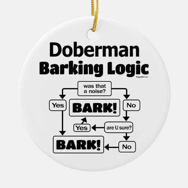 Doberman Barking Logic Julgransprydnad Keramik (Framsidan)