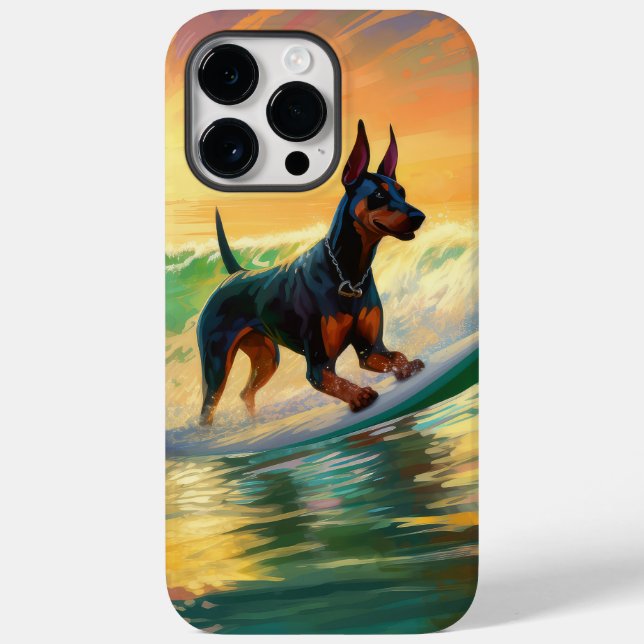 Doberman Beach Surfing Målning (Baksida)