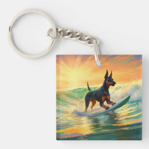 Doberman Beach Surfing Painting