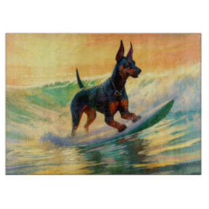Doberman Beach Surfing Painting
