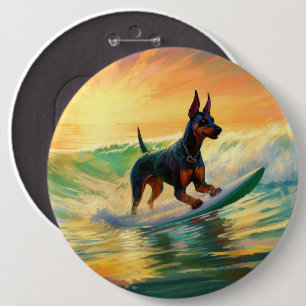 Doberman Beach Surfing Painting Knapp