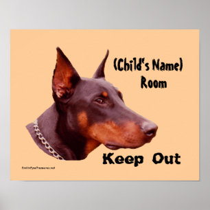 Doberman Behålla Out Kids Room Personlig Poster
