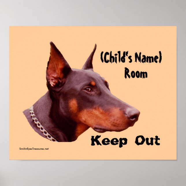 Doberman Behålla Out Kids Room Personlig Poster (Framsidan)