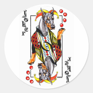 Doberman Black Joker Runt Klistermärke