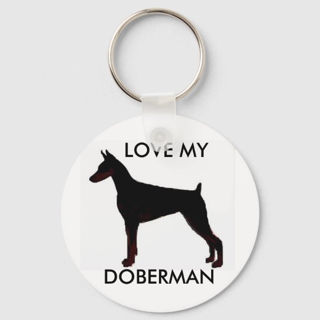 doberman Black, KÄRLEK MY, DOBERMAN Nyckelring (Framsida)