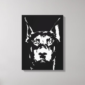 Doberman Black & White Wrapped Canvas Skriv ut