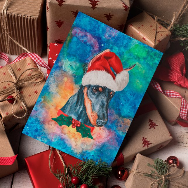 Doberman Breed Hund jul Helg Vykort (Skapare uppladdad)