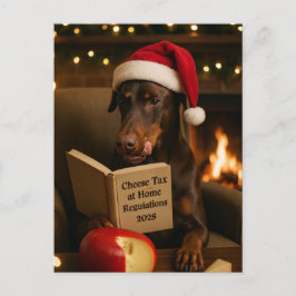 Doberman  'Cheese Tax' Christmas postcard Vykort