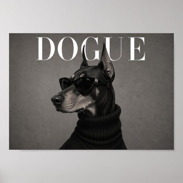 Doberman Chic Mode Hund Konsttryck Poster (Framsidan)