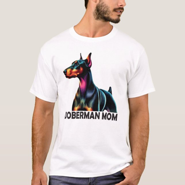 Doberman Colorful Mamma T Shirt (Framsida)