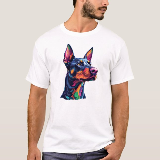 Doberman Colorful T Shirt (Framsida)