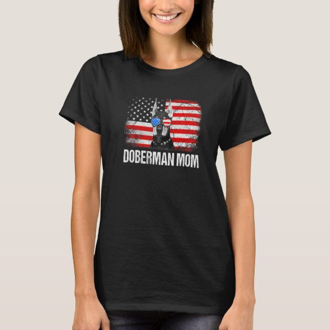 Doberman Dad American Flag Father's Day T Shirt (Framsida)