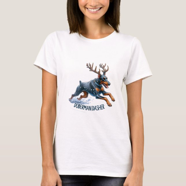 Doberman Dasher T Shirt (Framsida)