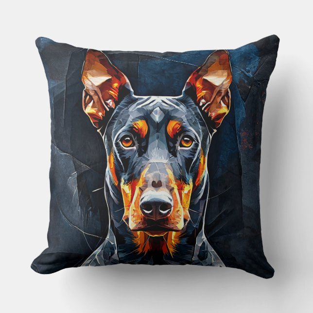 Doberman Elegans Glow ❄️ Modern Hundälskare Kudde (Framsida)