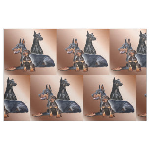 Doberman Family Hund aveln Fabric Tyg