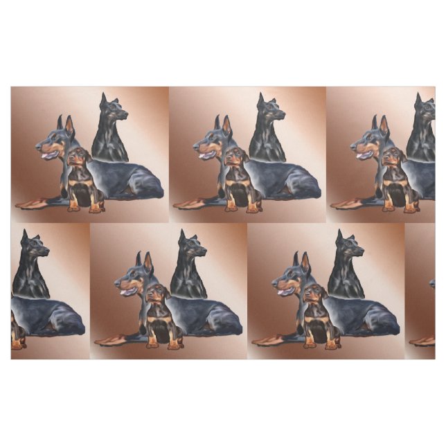 Doberman Family Hund aveln Fabric Tyg (Fat Quarter)