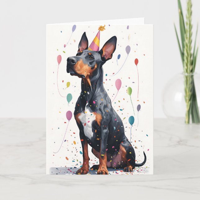 Doberman Firande Greeting Card Tack Kort (Framsida)
