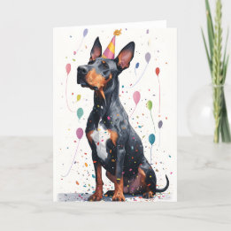 Doberman Firande Greeting Card Tack Kort