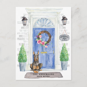 Doberman Flytta Announcement Postcard Vykort