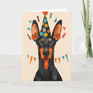Doberman Födelsedagsfest Greeting Card Kort