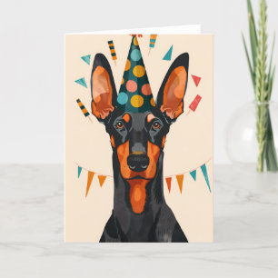 Doberman Födelsedagsfest Greeting Card Tack Kort