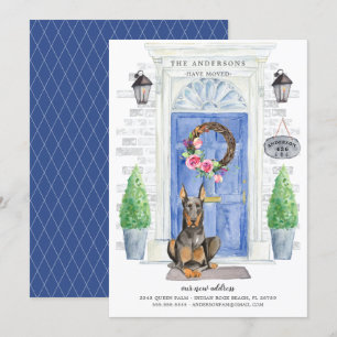 Doberman Front Door Flytta-meddelande Inbjudningar