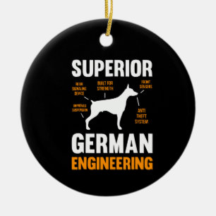 Doberman Gift Överlägsen tysk ingenjörskonst Julgransprydnad Keramik