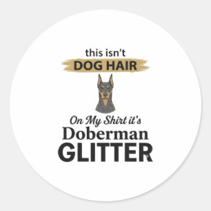 Doberman Glitter Rolig Hund Ägare Vintage Design_1 Runt Klistermärke