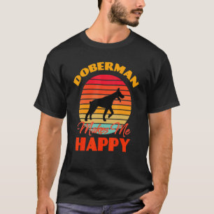Doberman gör mig Lycklig Hund Retro T Shirt