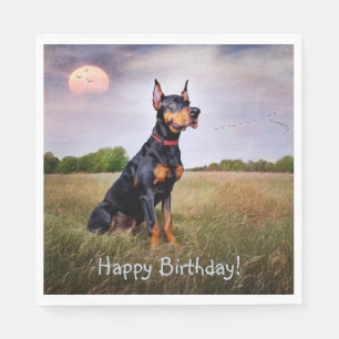 Doberman Grattis på födelsedagen Pappersservett