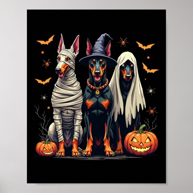 Doberman Halloween Costume Mummy Witch Ghost Poster (Framsidan)