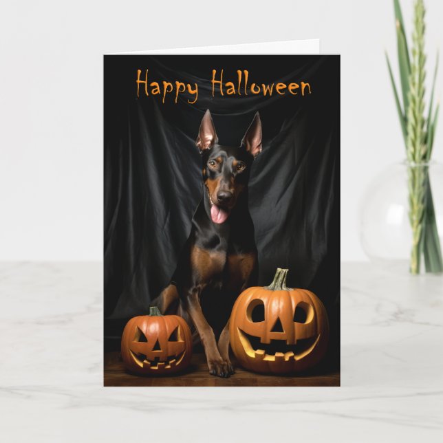 Doberman Halloween Kort (Framsida)