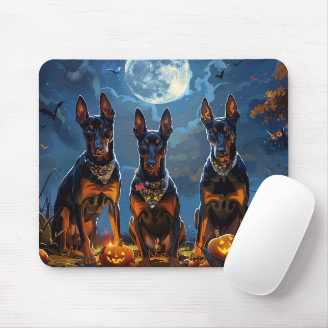 Doberman Halloween Kuslig Musmatta (Med mus)