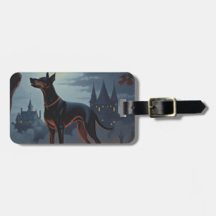 Doberman Halloween Scary Bagagebricka